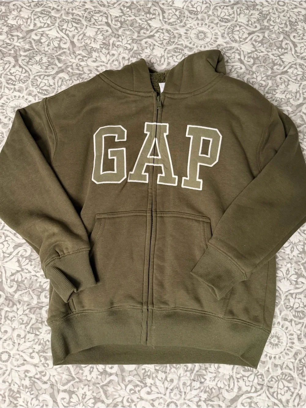 GAP Olive Green Full-Zip Hoodie for Kids